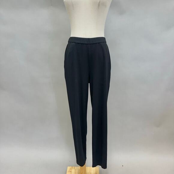 Eileen Fisher System Black Stretch Jersey Knit Straight Leg Pant Size Small - Picture 12 of 14